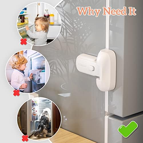 Eudemon safety lock installed on white refrigerator