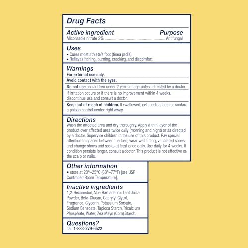 Desenex miconazole nitrate two percent powder packaging showing active ingredients and directions