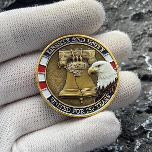 Side profile showing the premium thick metal edge and fine electroplated finish of the patriotic souvenir.
