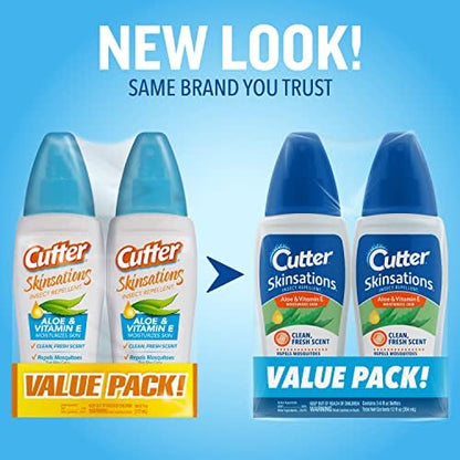 Six Fluid Ounce Cutter Skinsations insect repellent twin pack packaging details