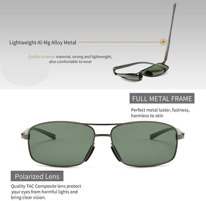SUNGAIT UV400 protection rectangular sunglasses close up on adjustable silicone nose pads