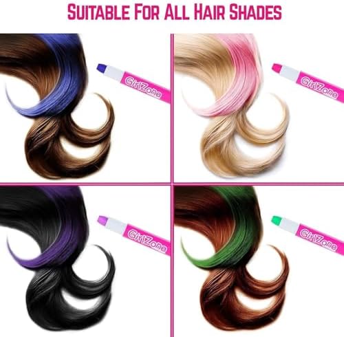 GirlZone Hair Chalk used as safe face paint showing colorful metallic patterns applied smoothly onto the skin.