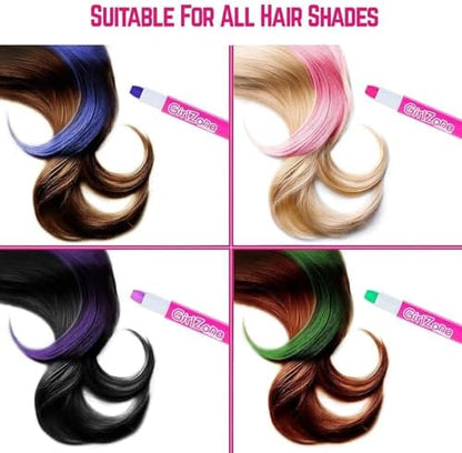 GirlZone Hair Chalk used as safe face paint showing colorful metallic patterns applied smoothly onto the skin.