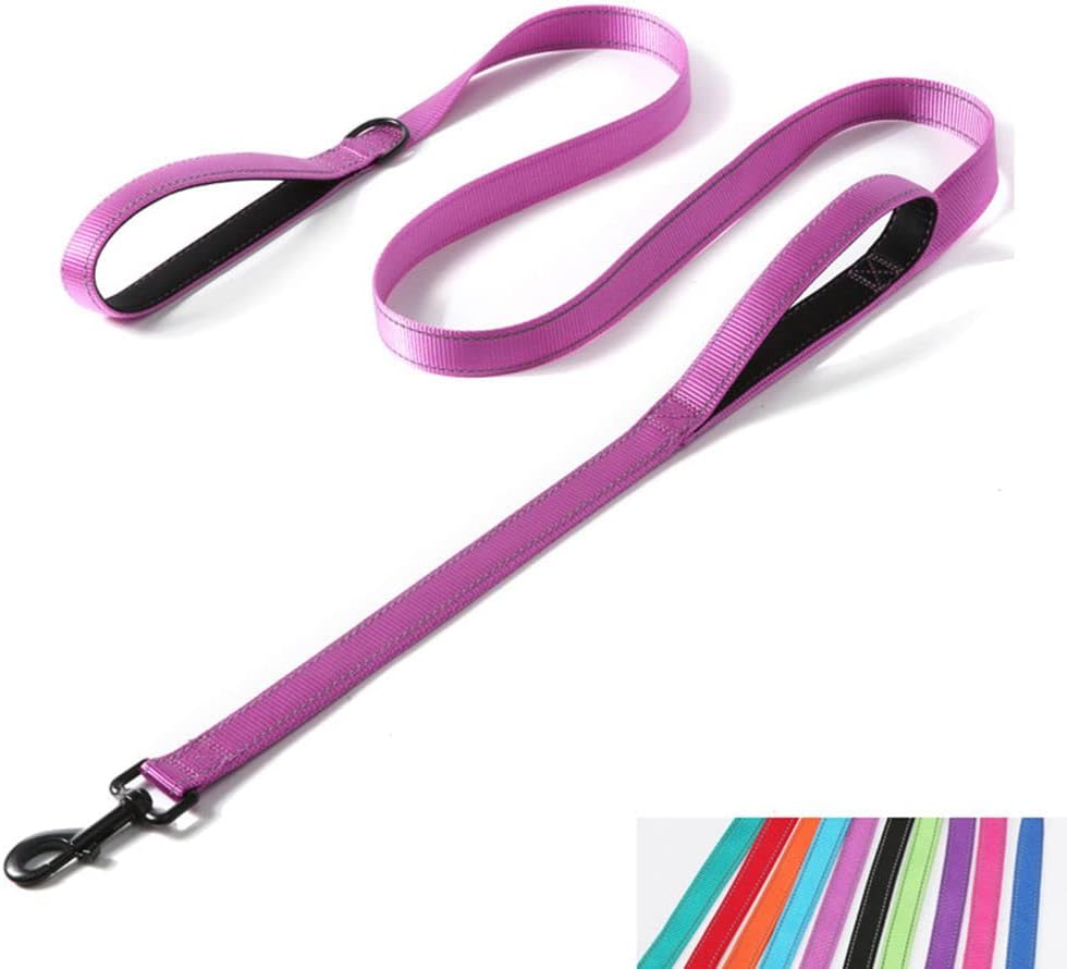 Reflective Nylon Dog Leash Heavy Duty, Two Handles with Padded for Extra Control Outside Durable Training Lead for Small Medium Large Breed Pet Dogs, 6ft Long 1-inch Width, Pink - Image 9