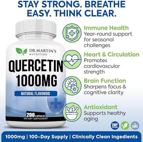 Dr. Martin's Nutrition Quercetin 1000mg bottle showing supplement facts and ingredient list panel