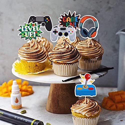 Game On sign cupcake toppers for gaming themed baby shower