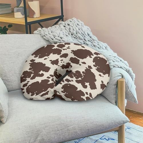 Top view of U-shaped cow hide nursing pillowcase for nursery