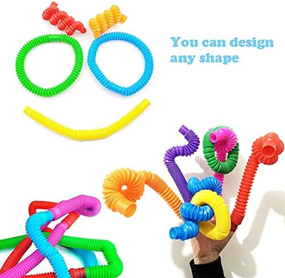 Adult using a purple stress relief stretch tube at an office desk for anxiety management