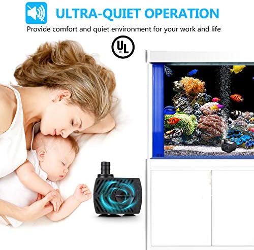 CWKJ compact water pump positioned for aquarium and fountain use