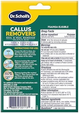 Dr. Scholl's Duragel Callus Remover 12 count contents showing discs and bandages.