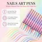 12 Colors Nail Art Pens Set, 2025 Upgrade Nail Art Markers, 0.5mm Fine Tip DIY Quick Dry Graffiti Dotting & Liner Pens for Gel Nails, 3D Nail Polish Pens for Painting, Nail Art Drawing Tool (1 Set) - Image 2