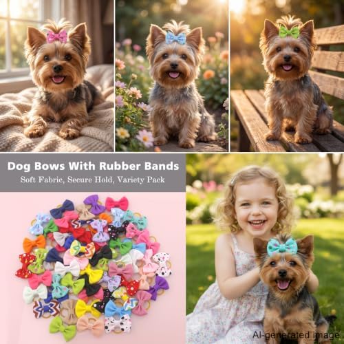 Close up of colorful ribbons on pet grooming bows