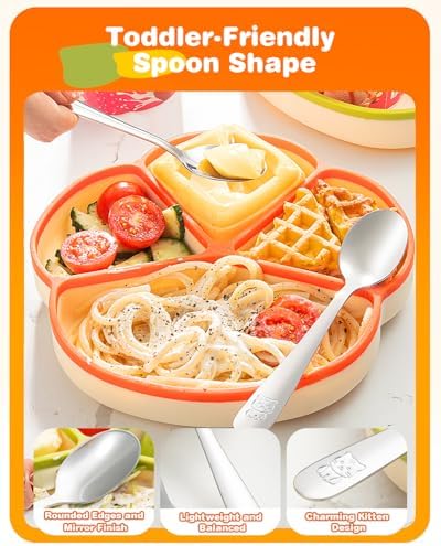 Blvtoios stainless steel toddler utensils in gift box