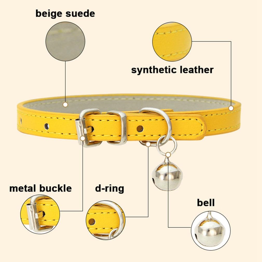Adjustable pink pet collar with bell showing buckle detail