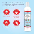 Back label of Lice Lifters Solution with instructions for 10-minute lice removal.