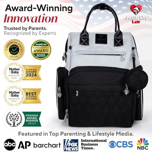 JustBaby Luv baby bag showing water-resistant nylon material texture
