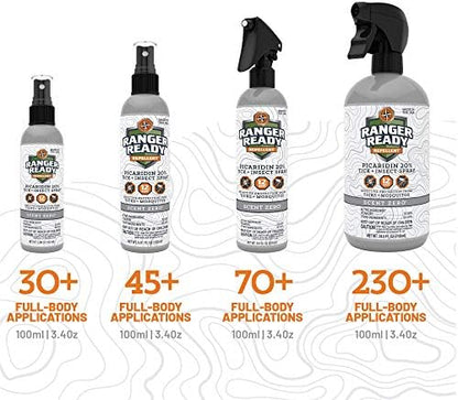 Compact 3.4 ounce bottle of Ranger Ready non greasy mosquito and tick repellent.