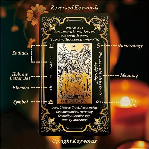 Close up of gold gilded edges on black tarot cards