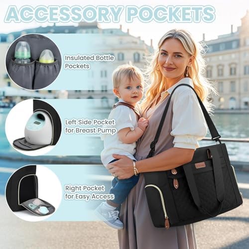 Pritent black diaper bag interior organization