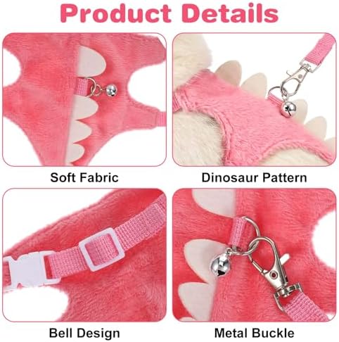 Tarini pink dinosaur themed walking clothes for guinea pig and rabbit