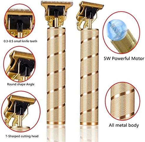 Close up of Goldseaside rechargeable men trimmer detailing the ergonomic cylindrical gold body.