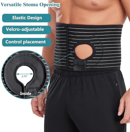 Side profile of a person wearing the PAZ WEAN unisex abdominal binder demonstrating its low profile fit under daily clothing.