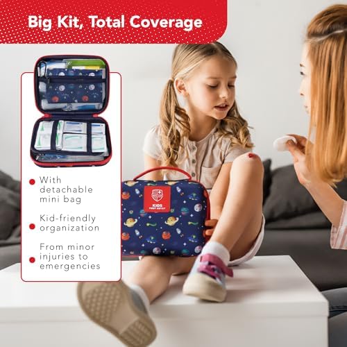 Selection of junior bandages and bravery stickers for toddler injury care.