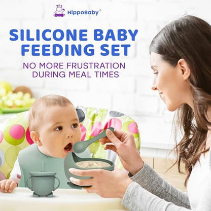 Hippobaby baby led weaning divided suction plate and bowl