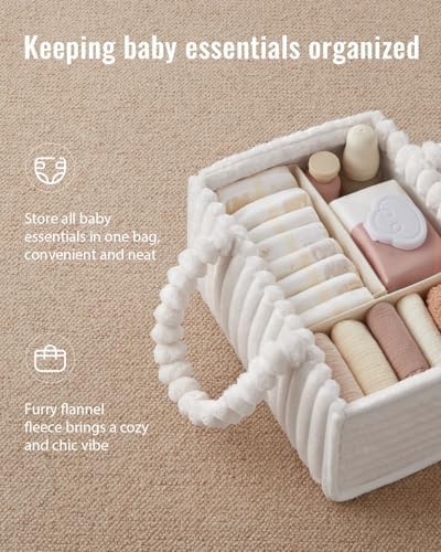 Cream beige flannel baby diaper organizer with gift packaging