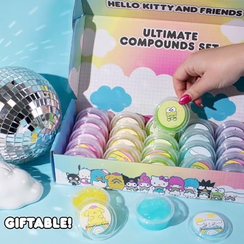 Scented glitter slimes in individual one ounce resealable jars grouped by color