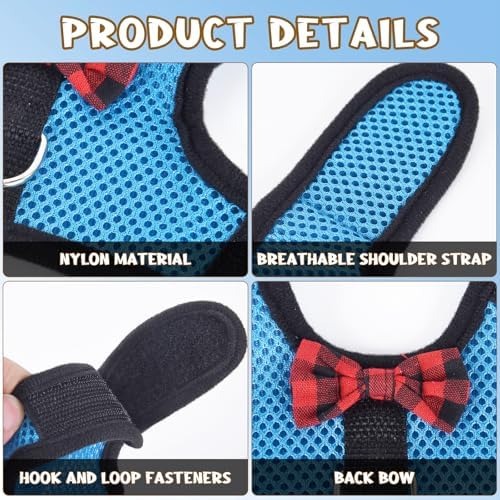 Removable decorative plaid bow on YiePhiot guinea pig walking vest