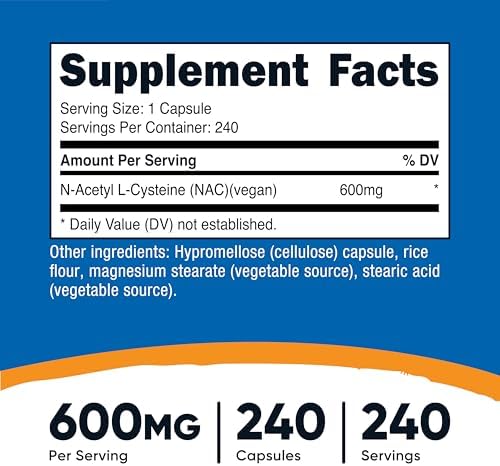 Vegan NAC supplement 240 count for glutathione precursor and liver health