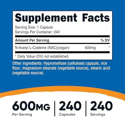 Vegan NAC supplement 240 count for glutathione precursor and liver health