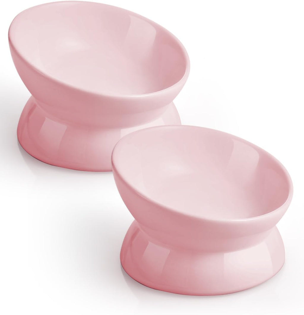 Elevated Cat Food Bowl, 5 Oz Ceramic Raised and Tilted Water Bowl, Anti Vomiting and Protect Pets' Spines Dishes for Small Dog, Fat Faced Cat, Kitten (White, 1 Pack) - Image 9