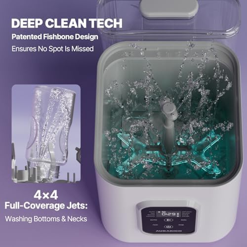 AURAKICH automatic baby bottle washer washing breast pump parts and infant accessories close up