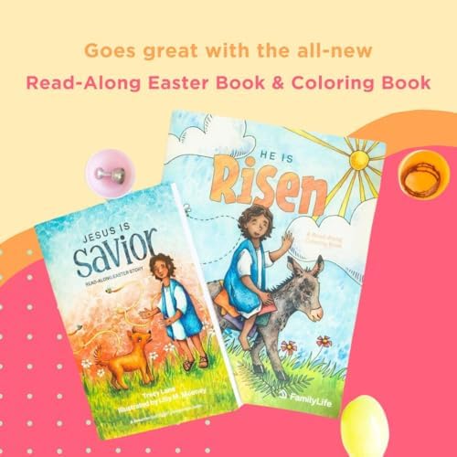 FamilyLife religious Easter figurines unpacked next to open plastic eggs