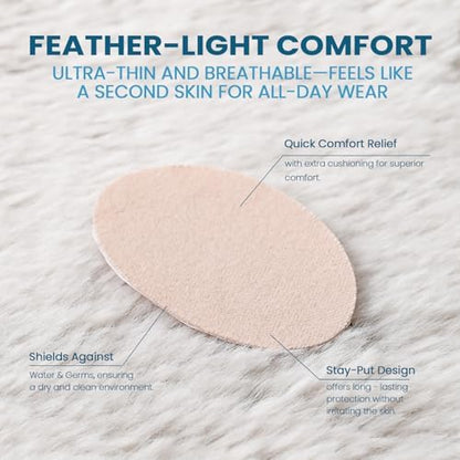 Close up of soft flannel moleskin patches for foot friction relief.