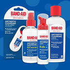 Close up view of Band-Aid antiseptic cleansing liquid cap and packaging details