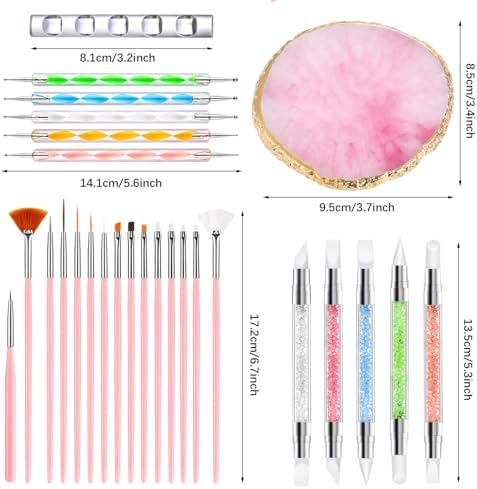 Close up of nail art brushes and dotting pens