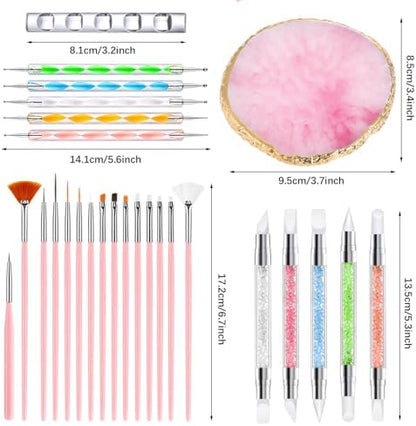Close up of nail art brushes and dotting pens