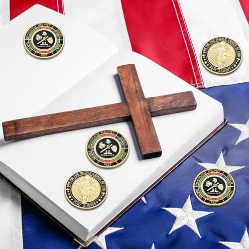 Authentic imported Christian pocket tokens showcasing detailed spiritual icons and protective finishes.