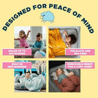 Toddler sleeping safely inside the SlumberPod SlumberTot inflatable bed with protective raised sides.