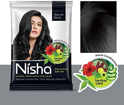 Ten-pack bundle of Nisha permanent henna based hair color sachets for grey coverage.