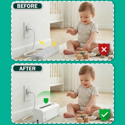 Adjustable childproof outlet cover box showing retractable design