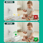 Adjustable childproof outlet cover box showing retractable design