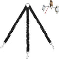 LTSGORY 3 way dog leash coupler heavy duty front view showing black nylon straps and metal O-ring