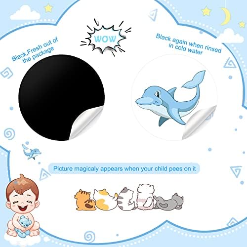 Close up of color changing animal potty target sticker
