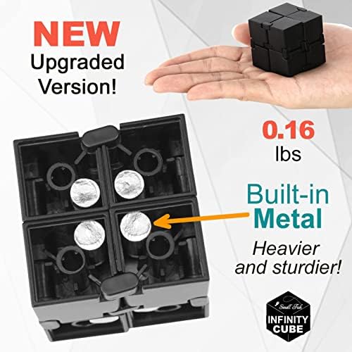 Premium matte black pocket size infinity cube showing sturdy metal hinges.