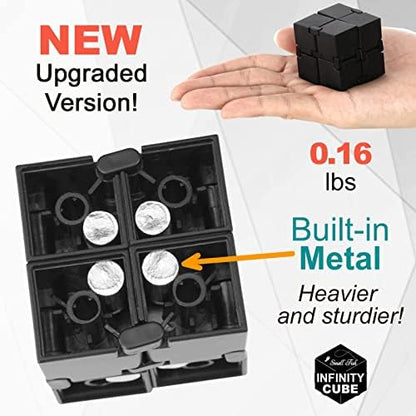 Premium matte black pocket size infinity cube showing sturdy metal hinges.