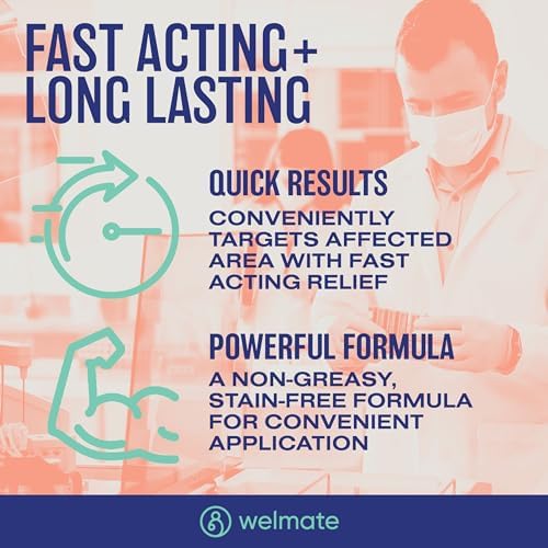 WELMATE clotrimazole liquid treatment showing the greaseless and non-staining formula details